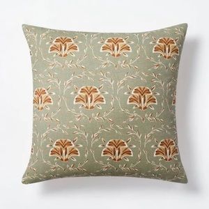 Threshold studio Mcgee green brown floral block print pillow
